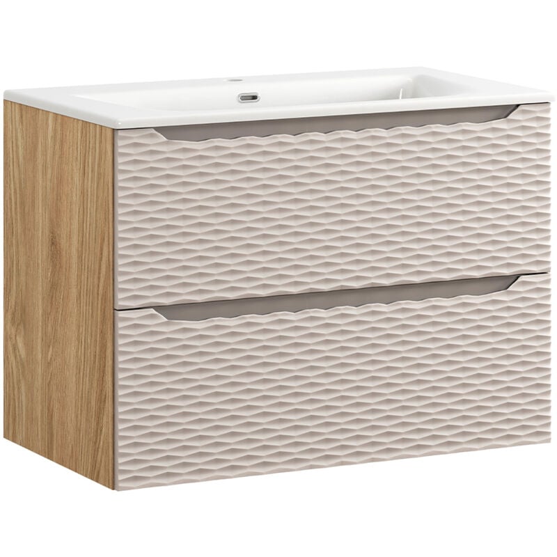 Petits-meubles - Meuble simple vasque encastrée 80cm Elora Beige et bois
