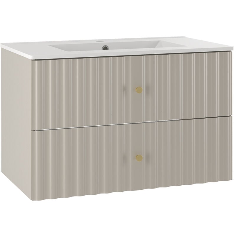 Meuble simple vasque encastrée 80cm Izae Cachemire