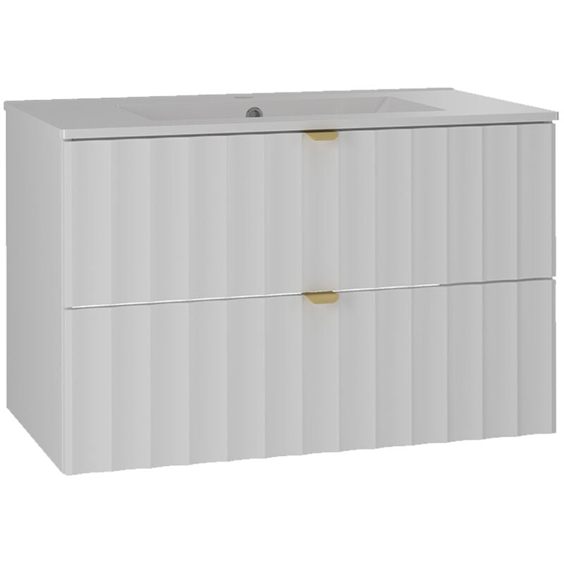 Meuble simple vasque encastrée 80cm Lexa Blanc