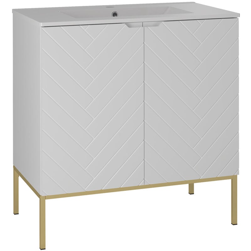 Petits-meubles - Meuble simple vasque encastrée 80cm 2 portes sur pieds Daria Blanc