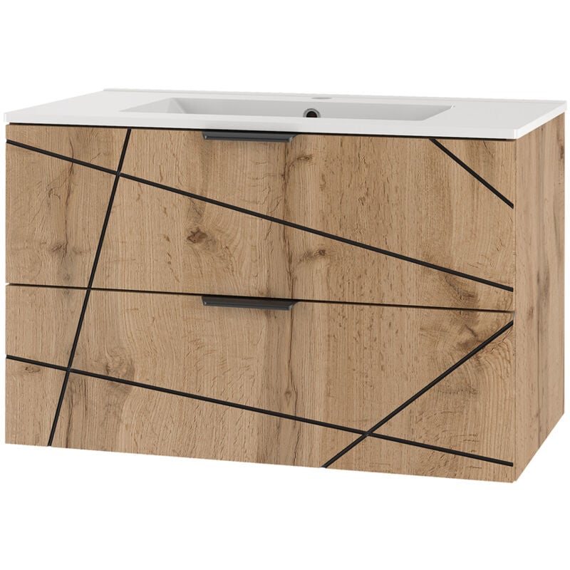 Meuble simple vasque encastrée 80cm Teren Bois