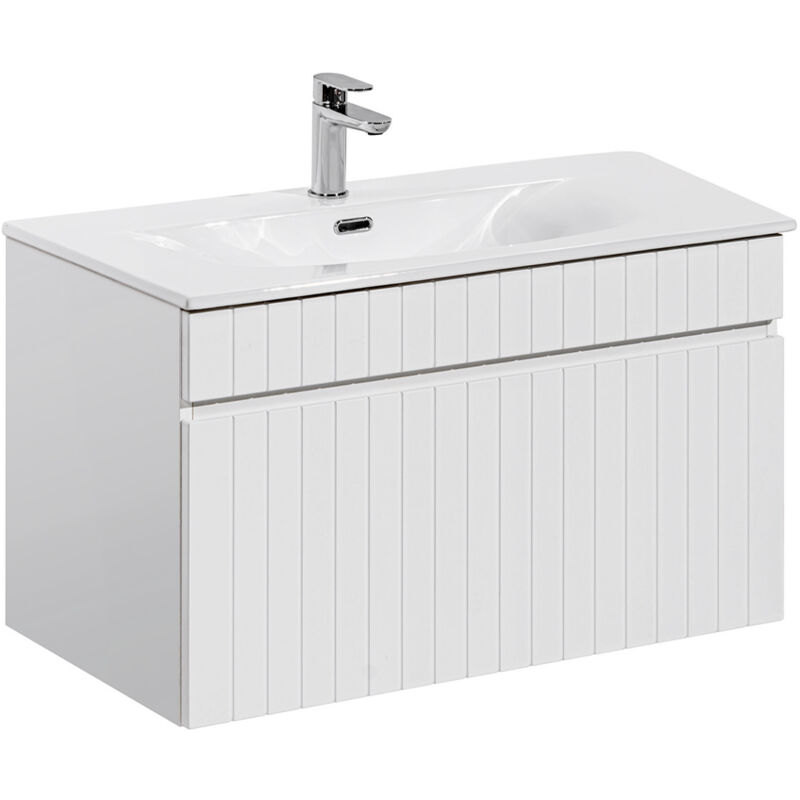 Meuble simple vasque encastrée 80cm Zelie Blanc