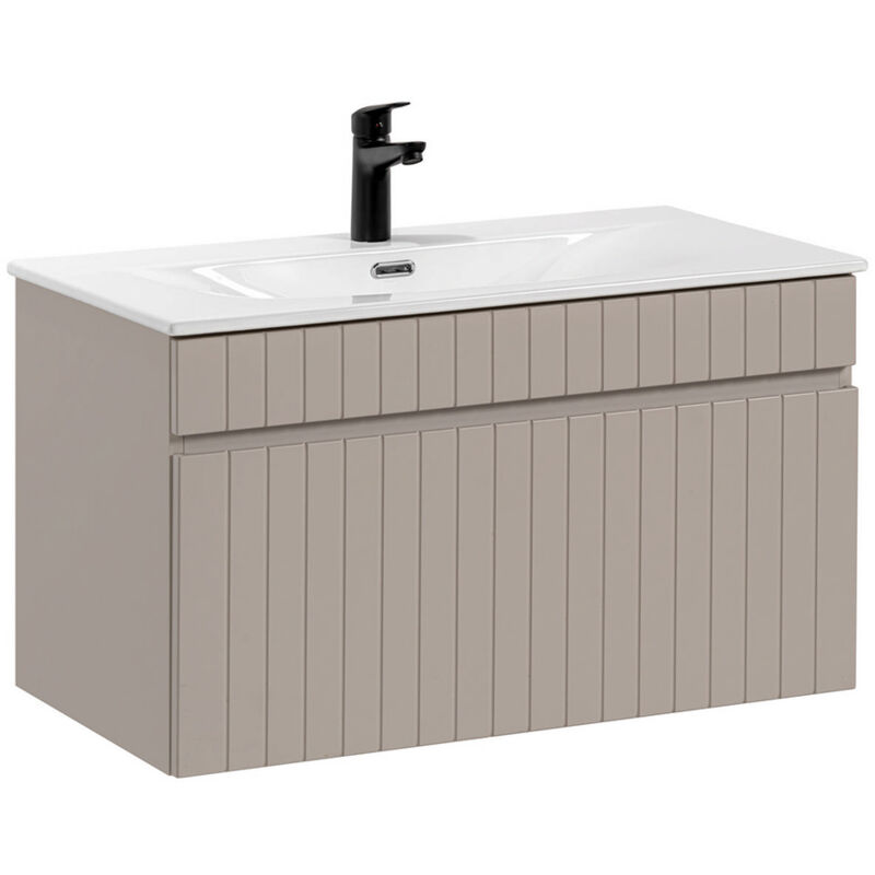 Meuble simple vasque encastrée 80cm Zelie Cachemire