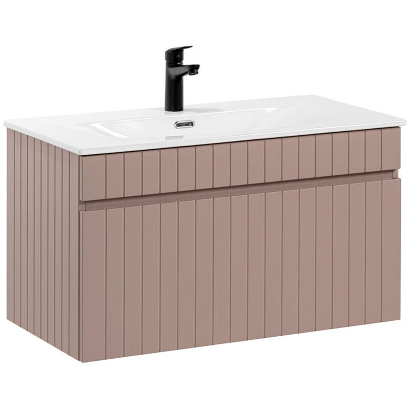 Meuble simple vasque encastrée 80cm Zelie Rose