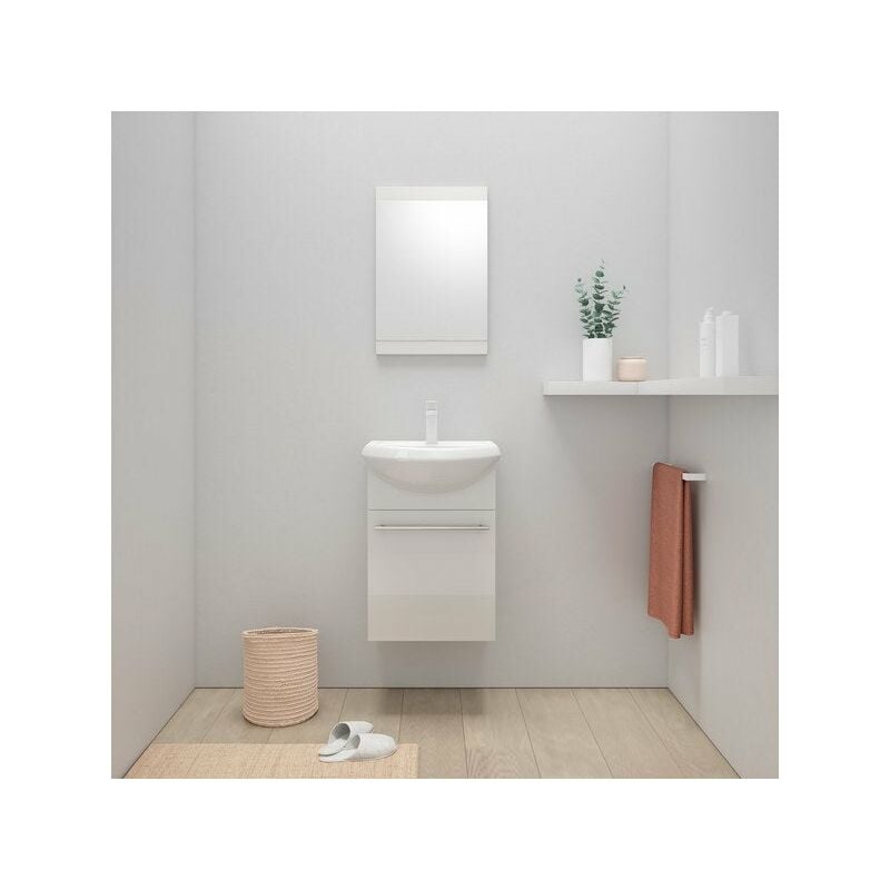AUTRES Meuble simple vasque l.42 x H.60 x P.25 cm, blanc, Aroa