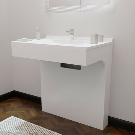 Meuble simple vasque PMR EPURE 80 cm - Blanc brillant