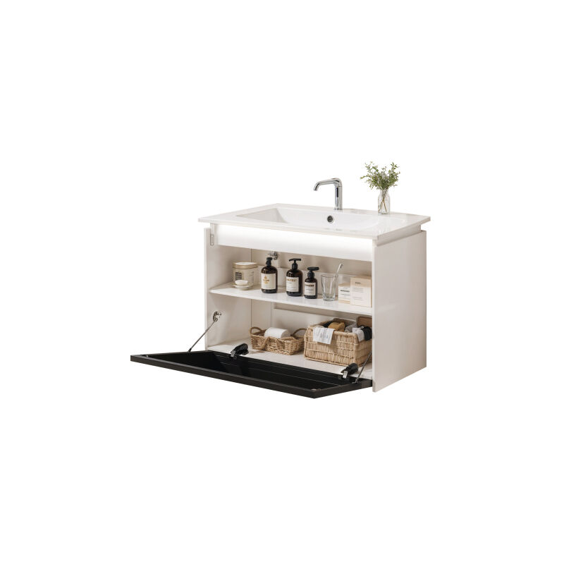 Lunsy - Meuble simple vasque,Meuble sous vasque,60cm - mdf avec vasque,61.5x46.5x47CM