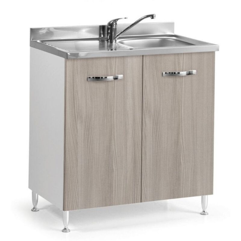 Meuble sous évier avec 2 portes et évier inclus couleur orme 80 cm