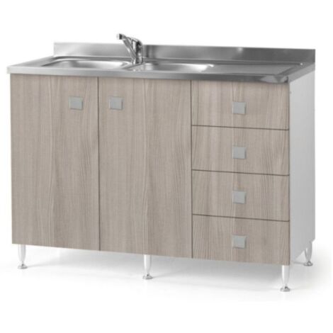 TOSCOHOME Meuble sous évier avec tiroirs orme droit comprenant un évier 120x87H cm - Wila