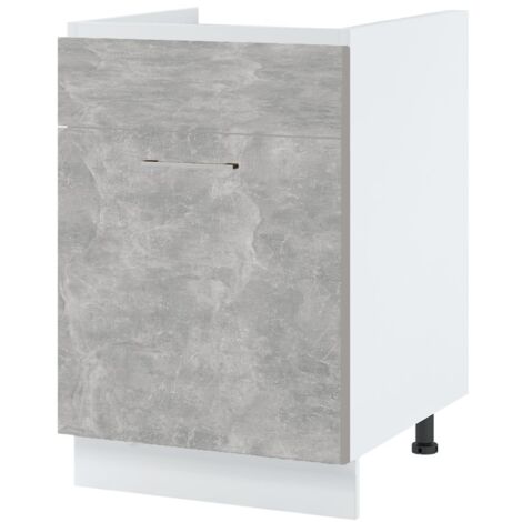 Meuble sous-évier Bellissi Beton Naturel 1 porte coulissante L 60 cm -  Porte avec poignée apparente  Grey
