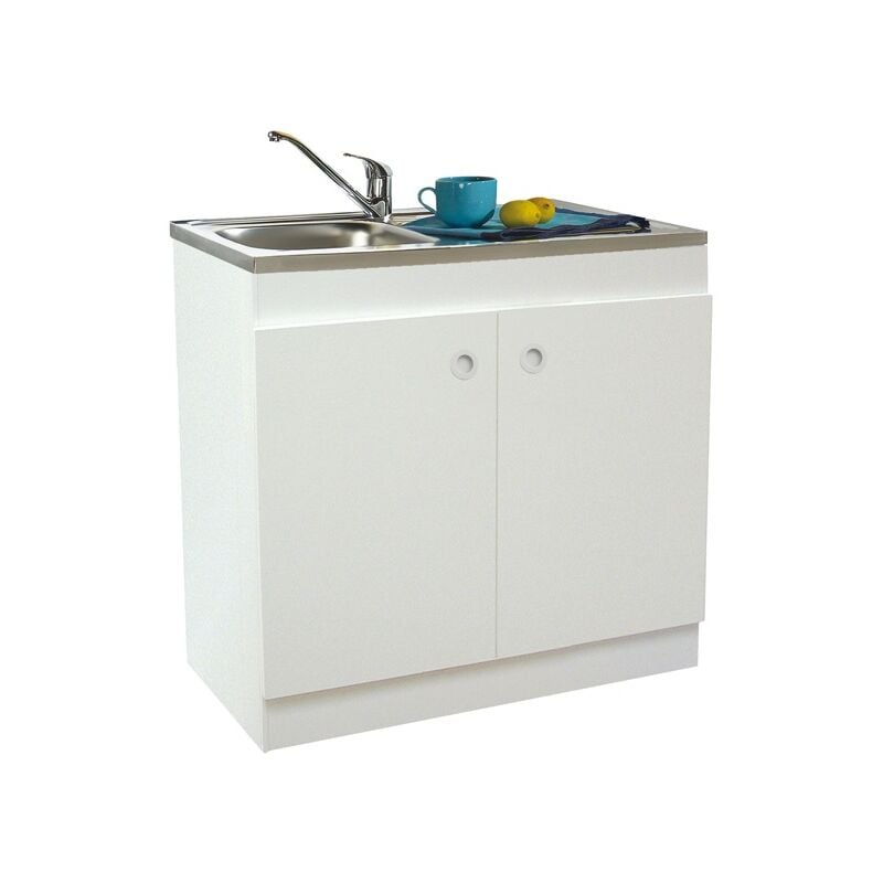 Meuble sous évier decliq 100x60cm 2 portes avec charnières invisibles - neova - S13N22100