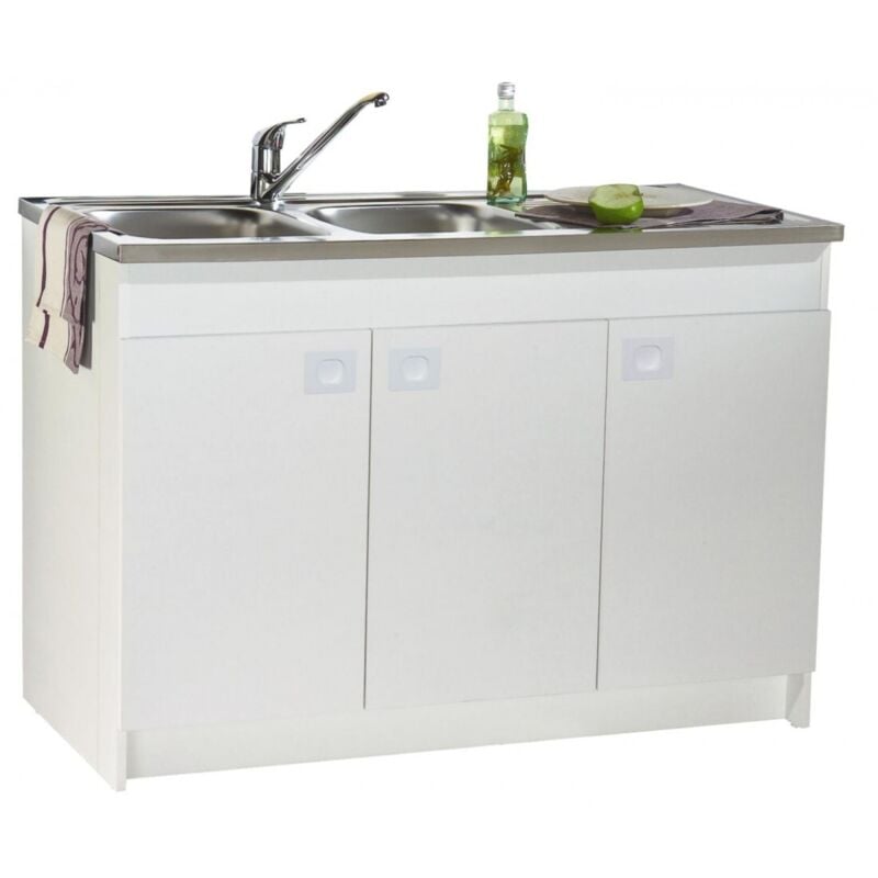 Meuble sous évier decliq 90x60cm 2 portes avec charnières invisibles - neova - S13N22090