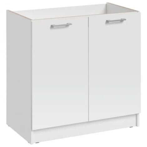 CUISINEANDCIE Meuble sous-évier Eco Blanc 2 portes L 80 cm