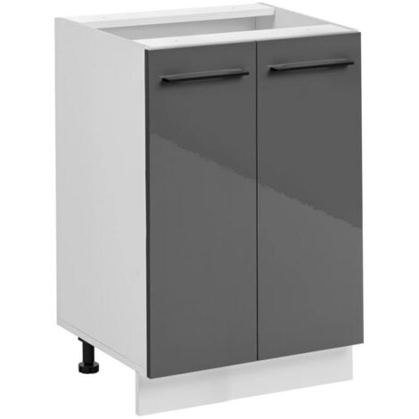 Meuble sous évier "Frida" - Gris graphite/Blanc - L 60 x H 81 x P 46 cm - Livraison gratuite