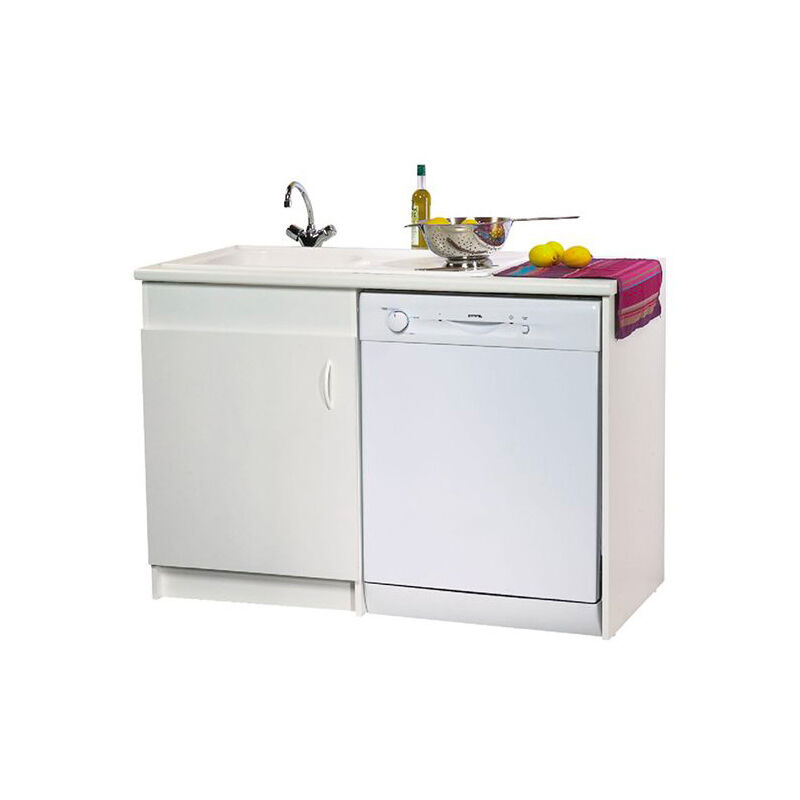 Meuble sous-évier sim lav'vaisselle 1 porte blanc 1200x600mm Néova