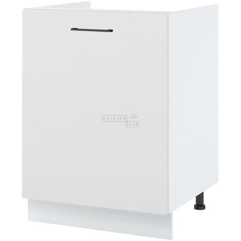 Meuble sous-évier Lovia Blanc Mat 1 porte L 60 cm - Porte avec poignée apparente White
