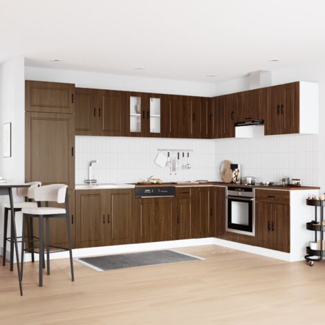 Meuble sous évier Porto avec évier Chêne Brun 80x46x84,5 cm Bois d ingénierie