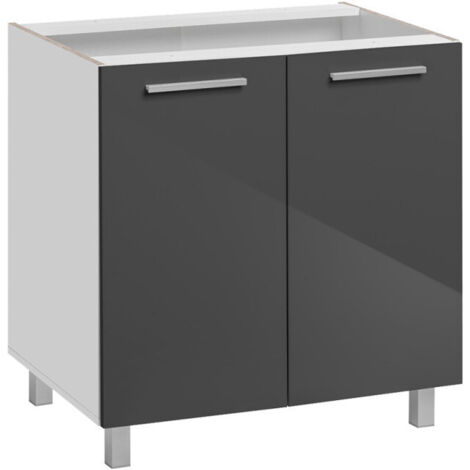 Meuble sous évier "Salma" - Gris graphite/Blanc- L 80 x H 81 cm - Livraison gratuite