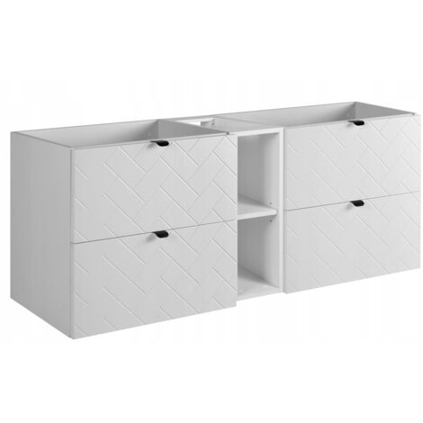Meuble sous lavabo 140 cm - Blanc Mat - Armoires de salle de bains - Meubles de salle de bains - Vasque Sous-meuble - Sans plateau - Bibliothèque blanche