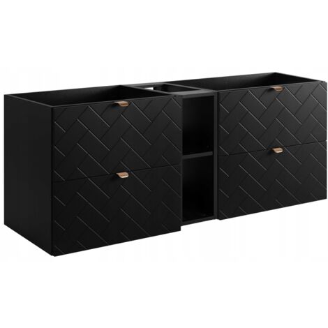 Meuble sous lavabo 140 cm - Noir Mat - Armoires de salle de bains - Meubles de salle de bains - Meubles sous lavabo - Sans plateau - Bibliothèque