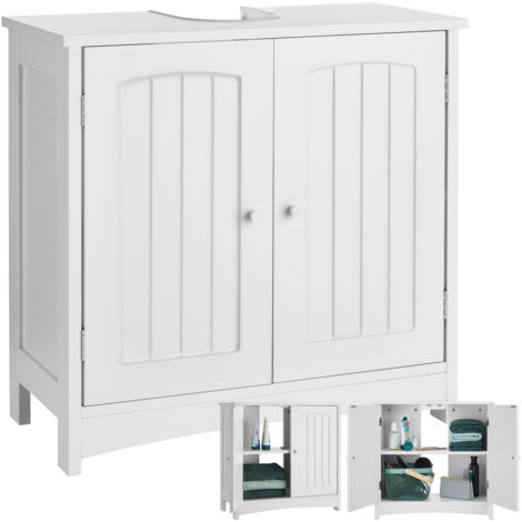 Tectake – Meuble bas de salle de bain 62x30x60 cm – 2 compartiments – Capacité de charge 35 kg – Montage rapide et facile – Facile à nettoyer