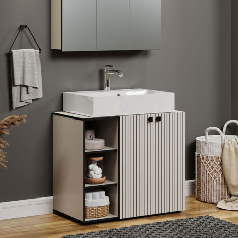 Meuble sous lavabo 2 porte 3 niches 90x79 cm gris perle - FRUTZ