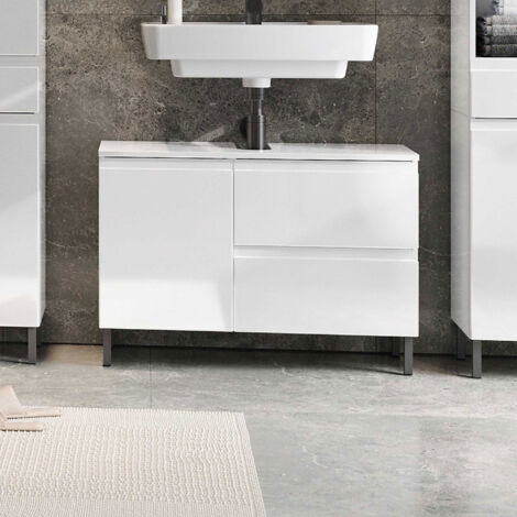 Meuble sous lavabo 2 portes 1 tiroir 80x34x56cm blanc - SALVONA