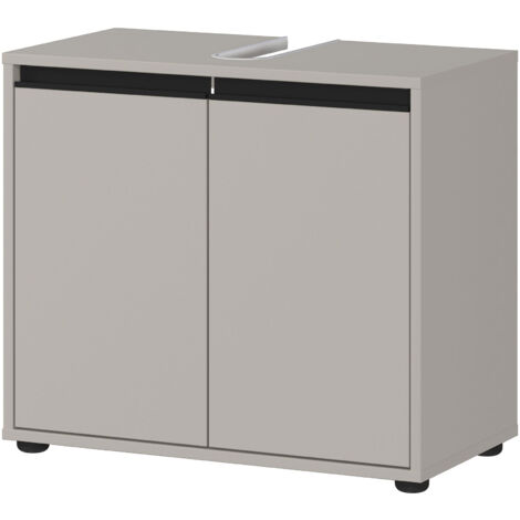 Meuble sous lavabo 2 portes 63x34x55 cm gris clair - LEMONE