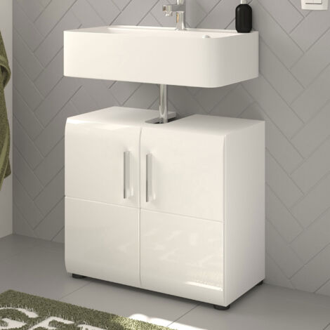 Meuble sous lavabo 2 portes blanc brillant - ICEDY