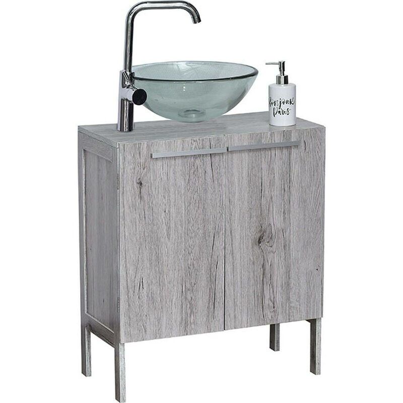 Tendance - Element sous lavabo mdf 2 portes 1 etagere interieure - parisienne