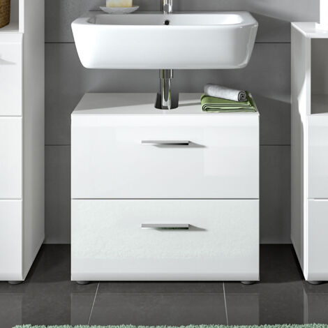 Meuble sous lavabo 2 tiroirs blanc brillant - ICEDY