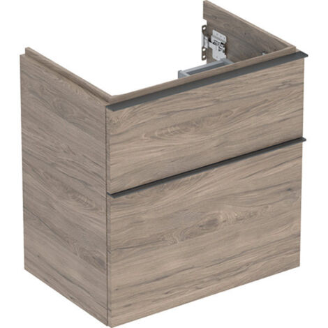 Meuble sous lavabo 60 cm compact Geberit iCon 2 tiroirs Noyer Carya - GEBERIT 502.307.JR.1