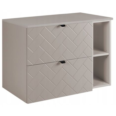 Meuble sous lavabo 80 cm - Beige Mat - Armoires de Salle de Bains - Meubles de Salle de Bains - Vasque Sous-meuble - Plan de Travail - Beige Bibliothèque