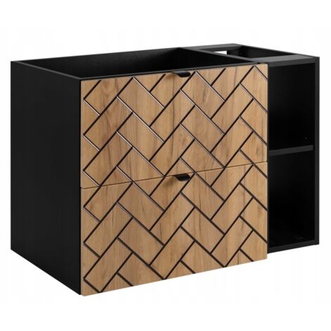 Meuble sous lavabo 80 cm - Marron Mat - Armoires de salle de bain - Meubles de salle de bain - Meubles sous lavabo - Sans plateau - Bibliothèque noire