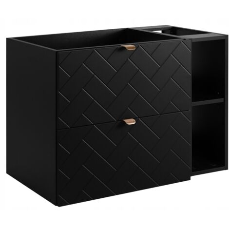 Meuble sous lavabo 80 cm - Noir Mat - Armoires de salle de bains - Meubles de salle de bains - Meubles sous lavabo - Sans plateau - Bibliothèque