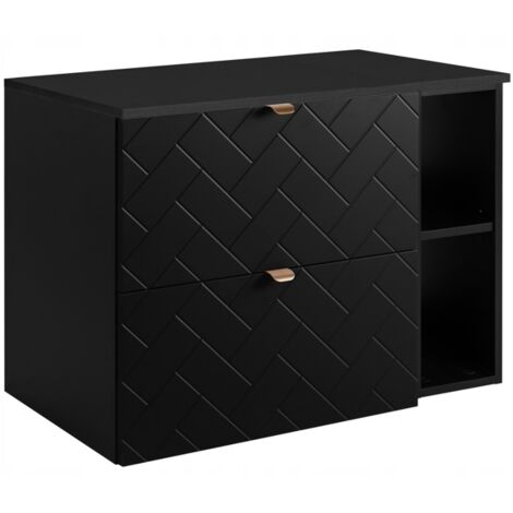Meuble sous lavabo 80 cm - Noir Mat - Armoires de salle de bains - Meubles de salle de bains - Vasque Sous-meuble - Plan de travail - Bibliothèque