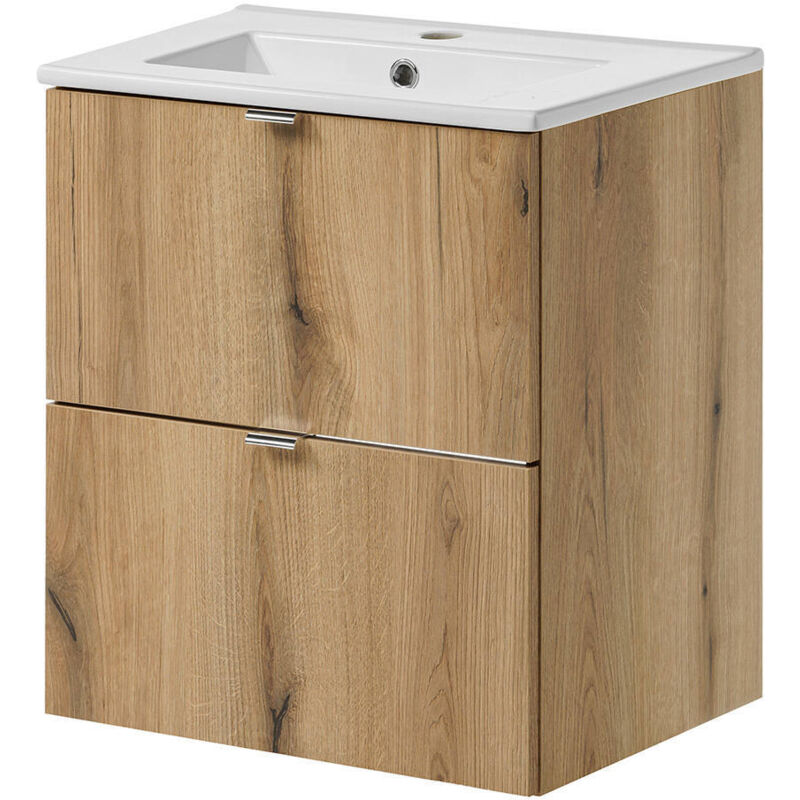 [en.casa] - Meuble sous lavabo avec vasque 51 x 57 x 39 cm chêne newport