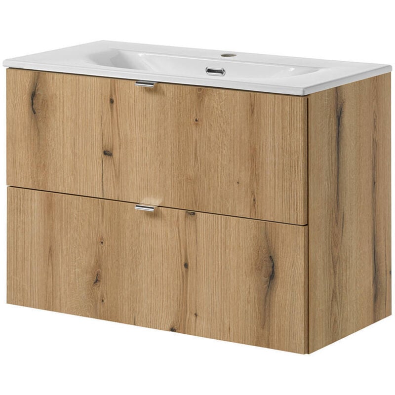 Meuble sous lavabo avec vasque 80 x 57 x 39 cm chêne newport