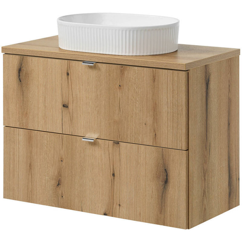 Meuble sous lavabo avec lavabo 80 x 71 x 40 cm aspect chêne [en.casa]