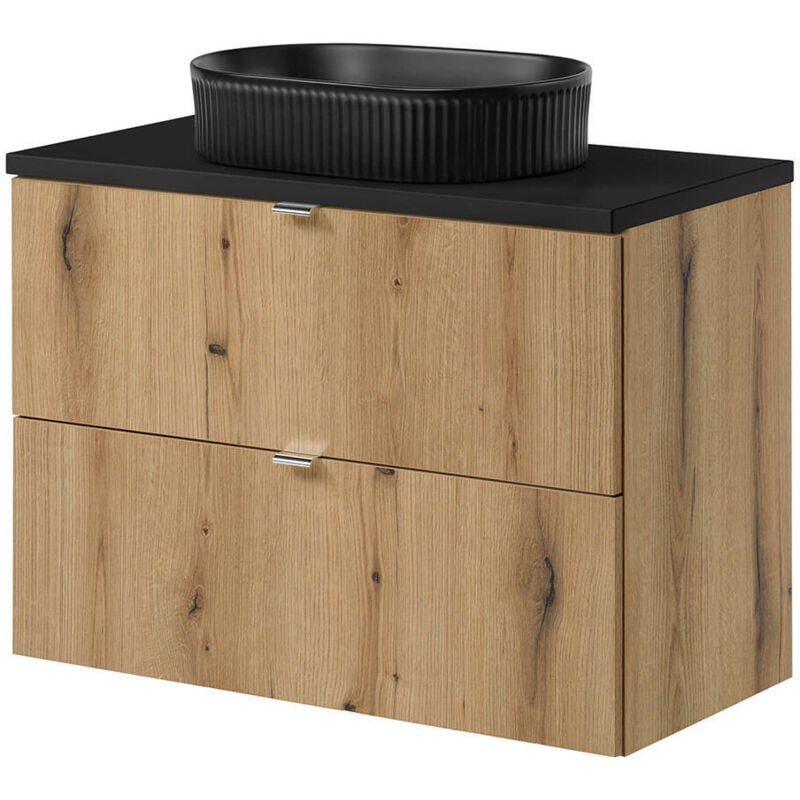 Meuble sous lavabo avec lavabo 80 x 71 x 40 cm aspect chêne noir [en.casa]