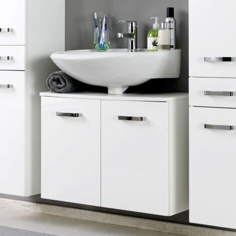 Meuble sous lavabo Bobbi 60cm 2 portes - blanc