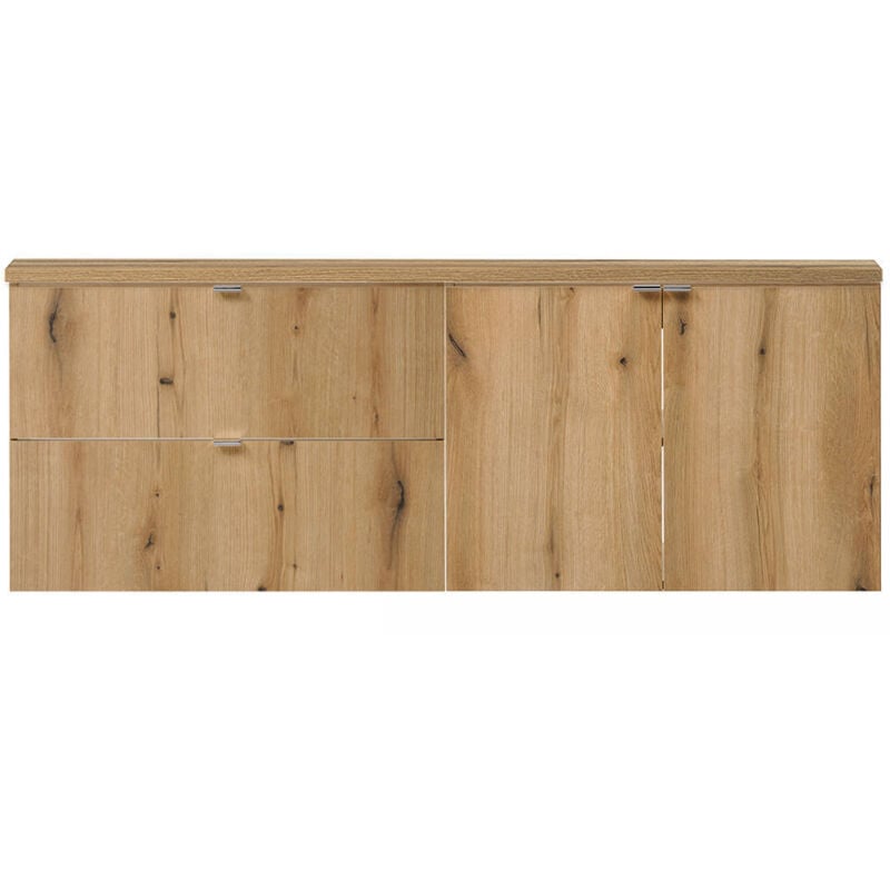 [en.casa] - Meuble sous lavabo double Newport 160 x 60 x 40 cm effet chêne