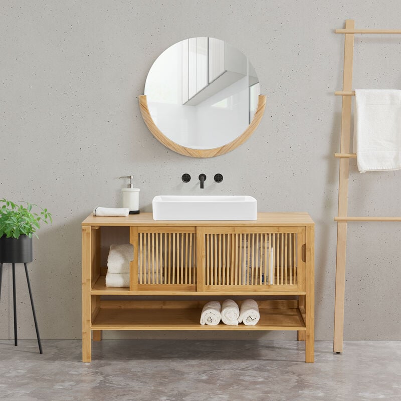 [en.casa] - Meuble sous lavabo Hvaler bambou 60 x 100 x 45 cm naturel