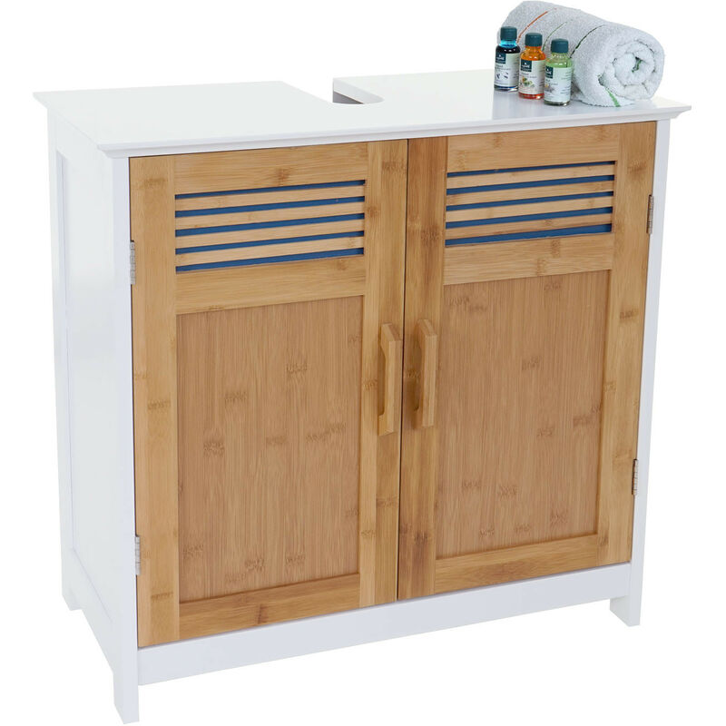 Mendler - Meuble sous-lavabo HWC-A85, commode / armoire salle de bains, 60x62x31cm blanc
