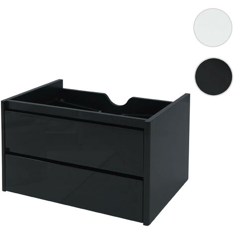 Meuble sous lavabo HWC-B19, armoire sous lavabo salle de bain, haute brillance Soft-Close 50x80cm  noir
