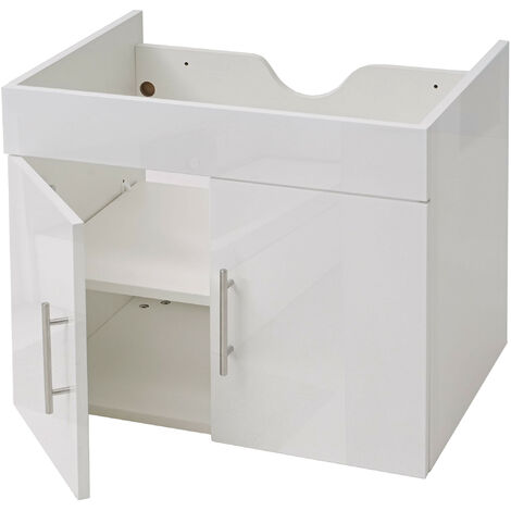 Meuble sous-lavabo HWC-D16, meuble sous-lavabo meuble de salle de bain, brillant 60cm  gris