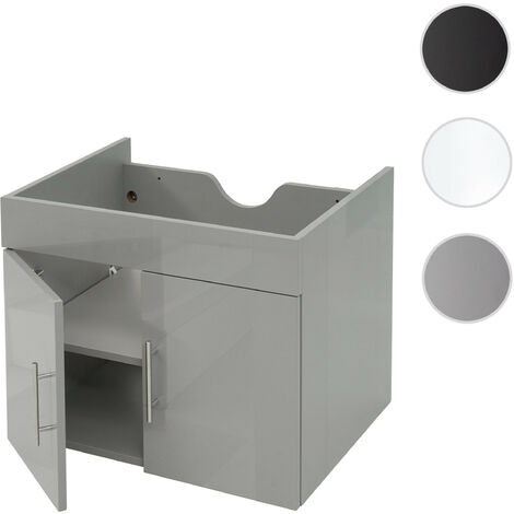 Meuble sous-lavabo HWC-D16, meuble sous-lavabo meuble de salle de bain, brillant 60cm  gris