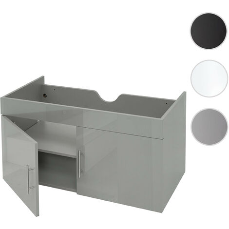 Meuble sous-lavabo HWC-D16, meuble sous-lavabo Meuble de salle de bain, brillant 90cm  gris