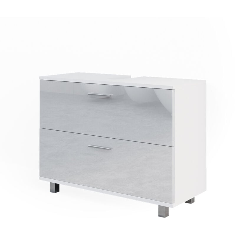 Vicco - Meuble sous vasque simple Ilias, Blanc Haute brillance, 80 x 60.8 cm