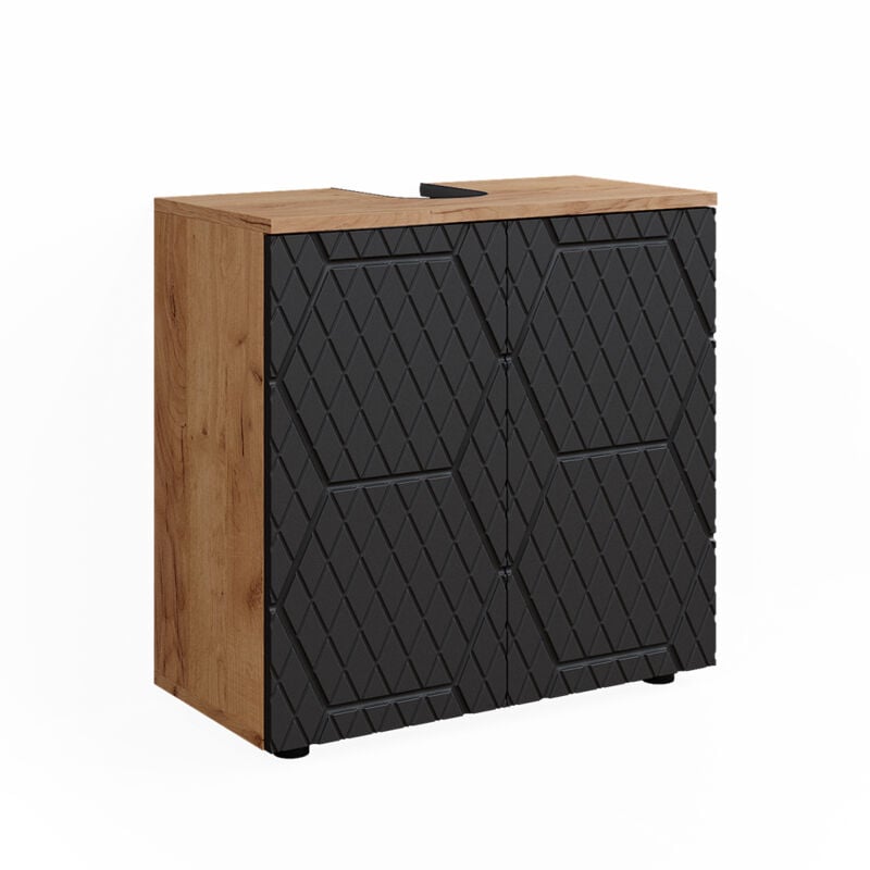 Vicco - Meuble sous vasque simple Irma, Anthracite rayé, 60 x 59 cm